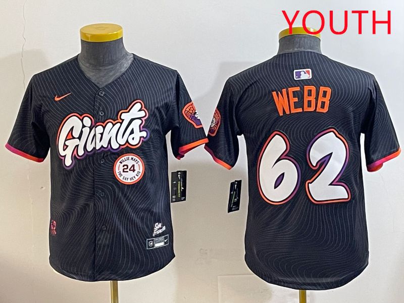 Youth San Francisco Giants 62 Webb Black Joint Name 2025 Nike MLB Jersey style 11